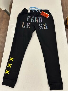 FIFINE Fear Less Men’s 3 Pockets Black Jogger Pants, Size Large